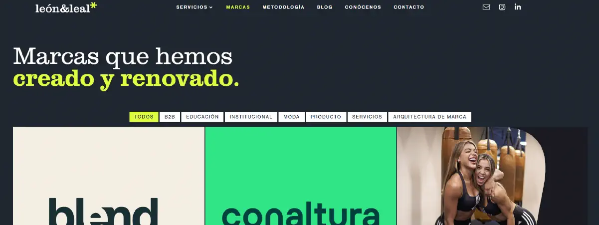 Sitio web de León & Leal, estudio de branding